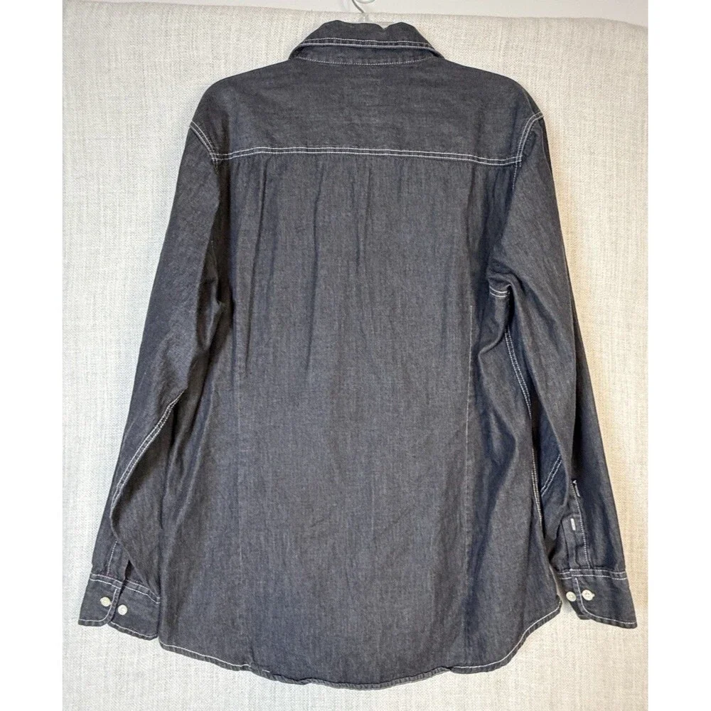 Antigua San Francisco Giants Distressed Long Sleeve Button Up Black Shirt Mens L